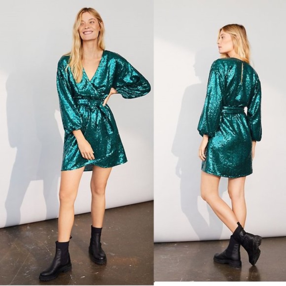 NWT Anthropologie Lisabette Sequin Dress Wrap